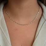 Gold Multi Bar Round Diamond Drop Necklace