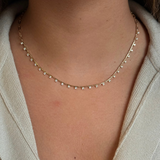Gold Multi Bar Round Diamond Drop Necklace