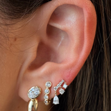 Gold Lab Grown Oval Bubble Half Hoop Earring