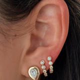 Gold Lab Grown Pear Bubble Stud Earring