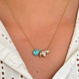 Gold Diamond Turquoise Evil Eye Rondelle