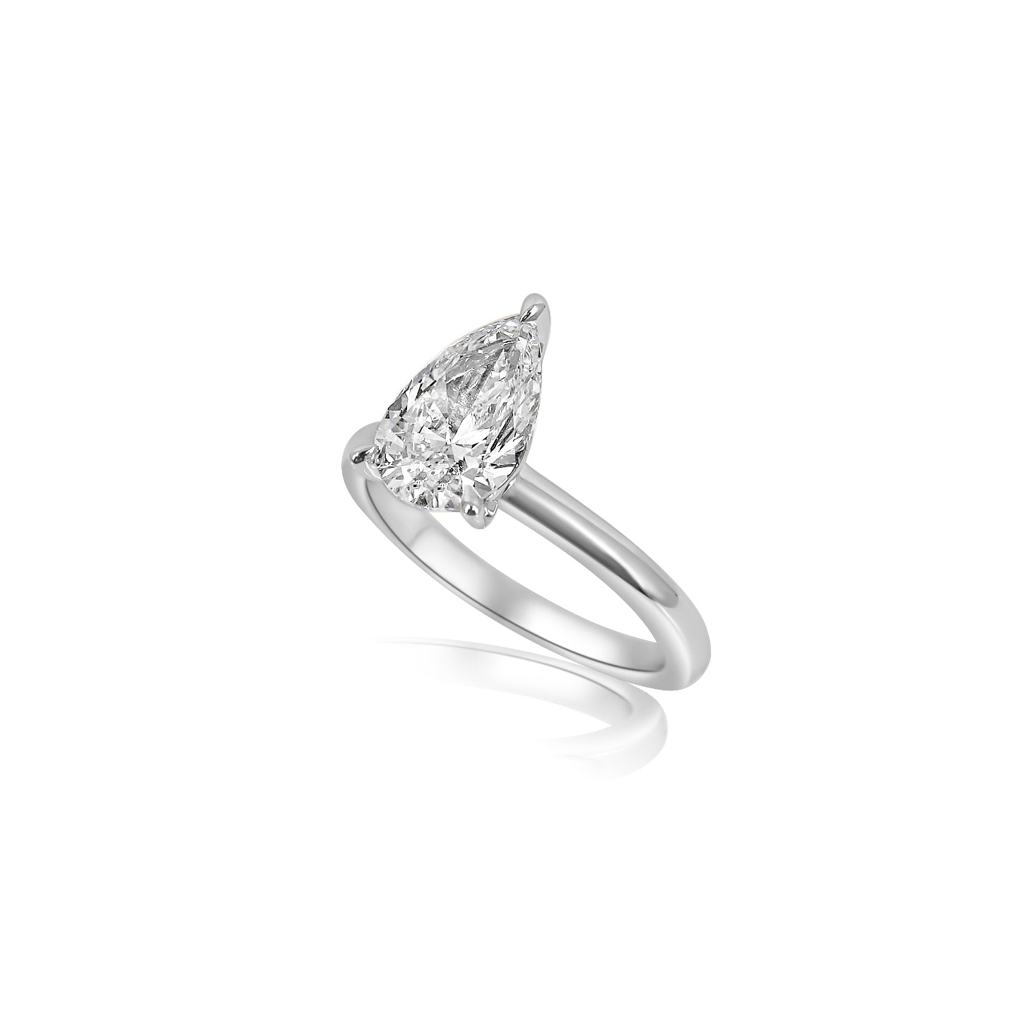 Gold Diamond Pear Cut Lab Grown Engagement Ring