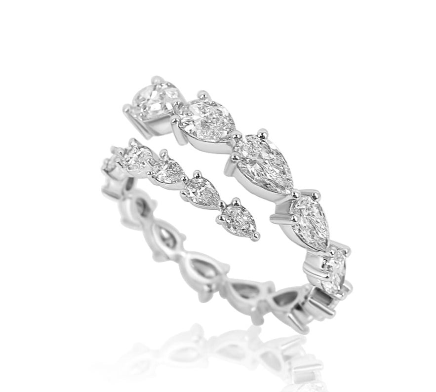 Gold Diamond Graduated Pear Wrap Lab Grown Ring