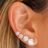 Gold Lab Grown Diamond Three Prong Classic Martini Stud Earrings