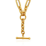 Gold Multi Link Chunky Toggle Drop Chain Necklace