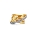 Gold Diamond Line Triple Row Ring