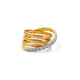 Gold Diamond Line Triple Row Ring