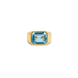 Gold Blue Topaz Dome Ring