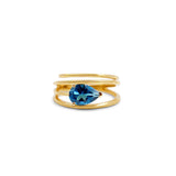 Gold London Blue Topaz Pear Wrap Ring