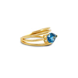 Gold London Blue Topaz Pear Wrap Ring