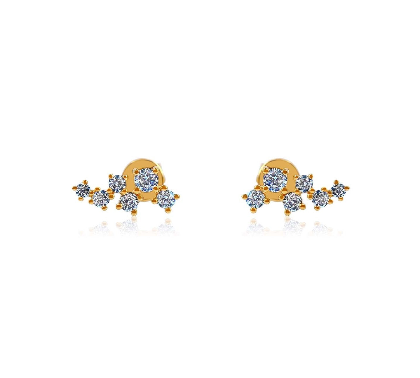 Gold Diamond Cluster Climber Earring