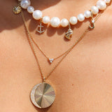 Gold and Diamond Seashell Charm for Necklace