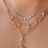 Gold Graduated Bezel Round Multi Diamond Necklace