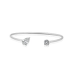 Gold Lab Grown Round and Pear Diamond Bangle