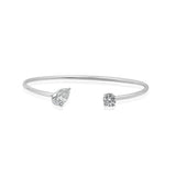 Gold Lab Grown Round and Pear Diamond Bangle