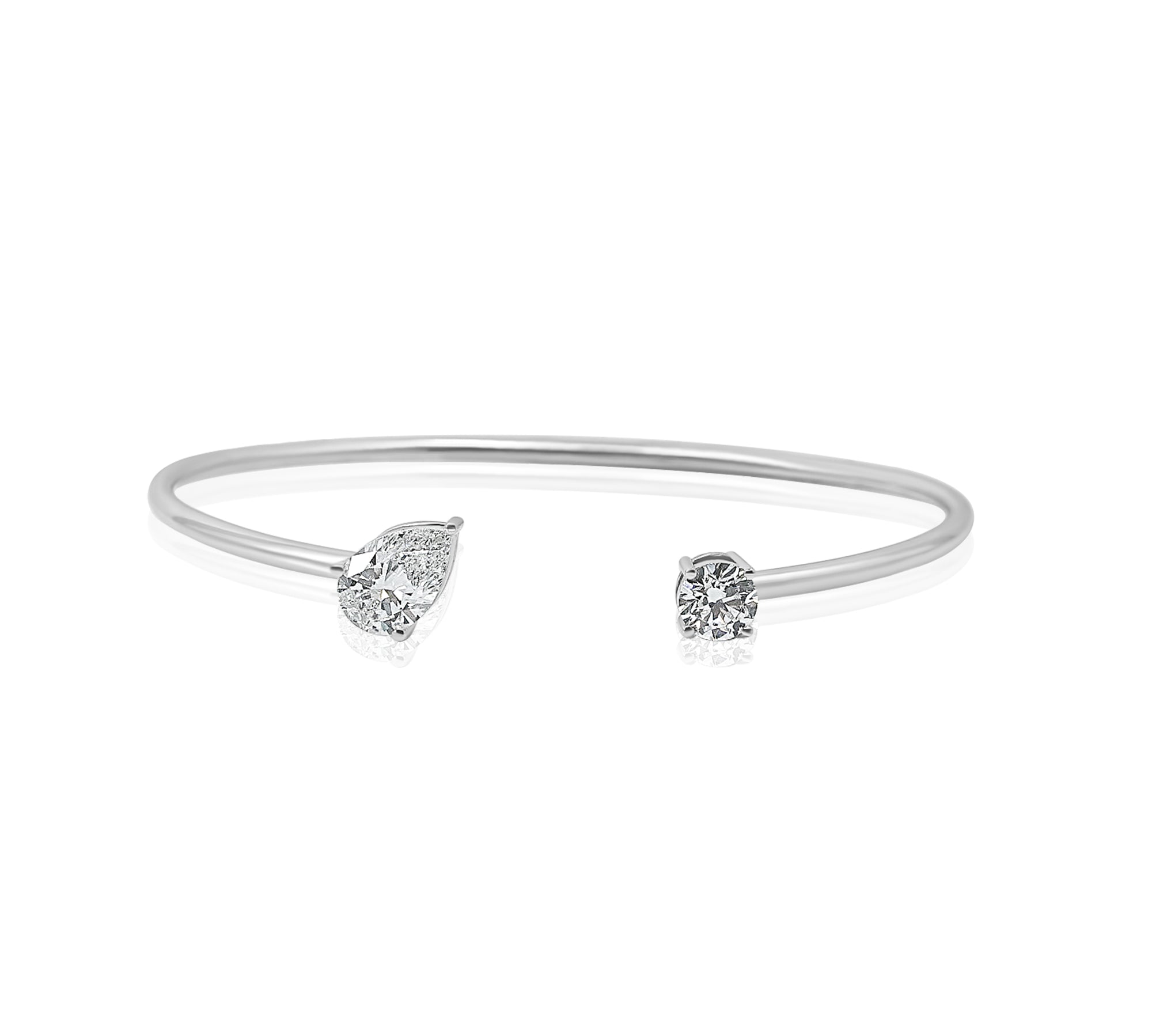 Gold Lab Grown Round and Pear Diamond Bangle