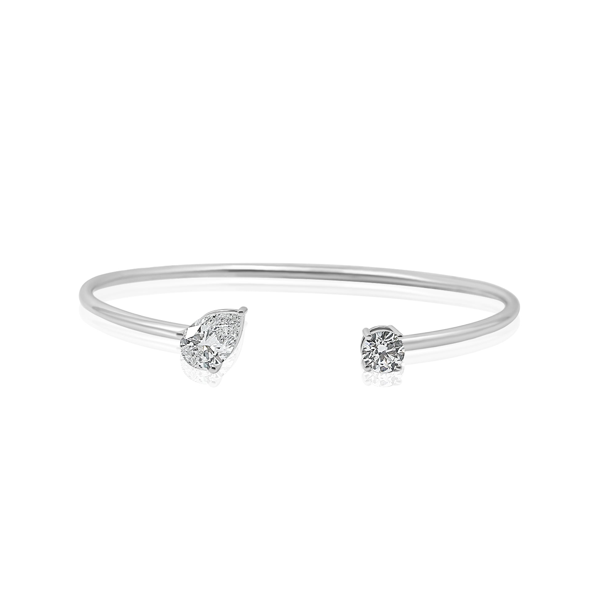 Gold Lab Grown Round and Pear Diamond Bangle