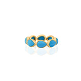 Gold Tear Drop Turquoise Eternity Ring