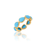 Gold Tear Drop Turquoise Eternity Ring