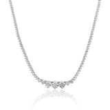 Gold Diamond Graduated Three Prong Tennis Necklace