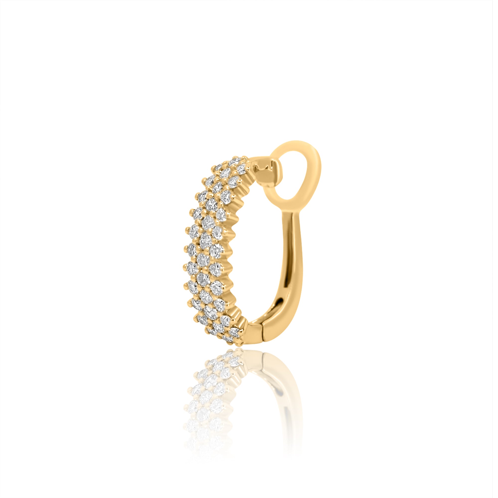 Gold Three Row Diamond Ear Cuff