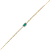 Gold Rectangle Emerald and Diamond Half Tennis Bracelet
