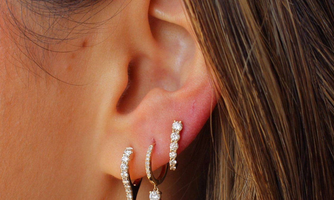 Gold Diamond Half Hoop Earring - Fine Jewelry by Monisha Melwani