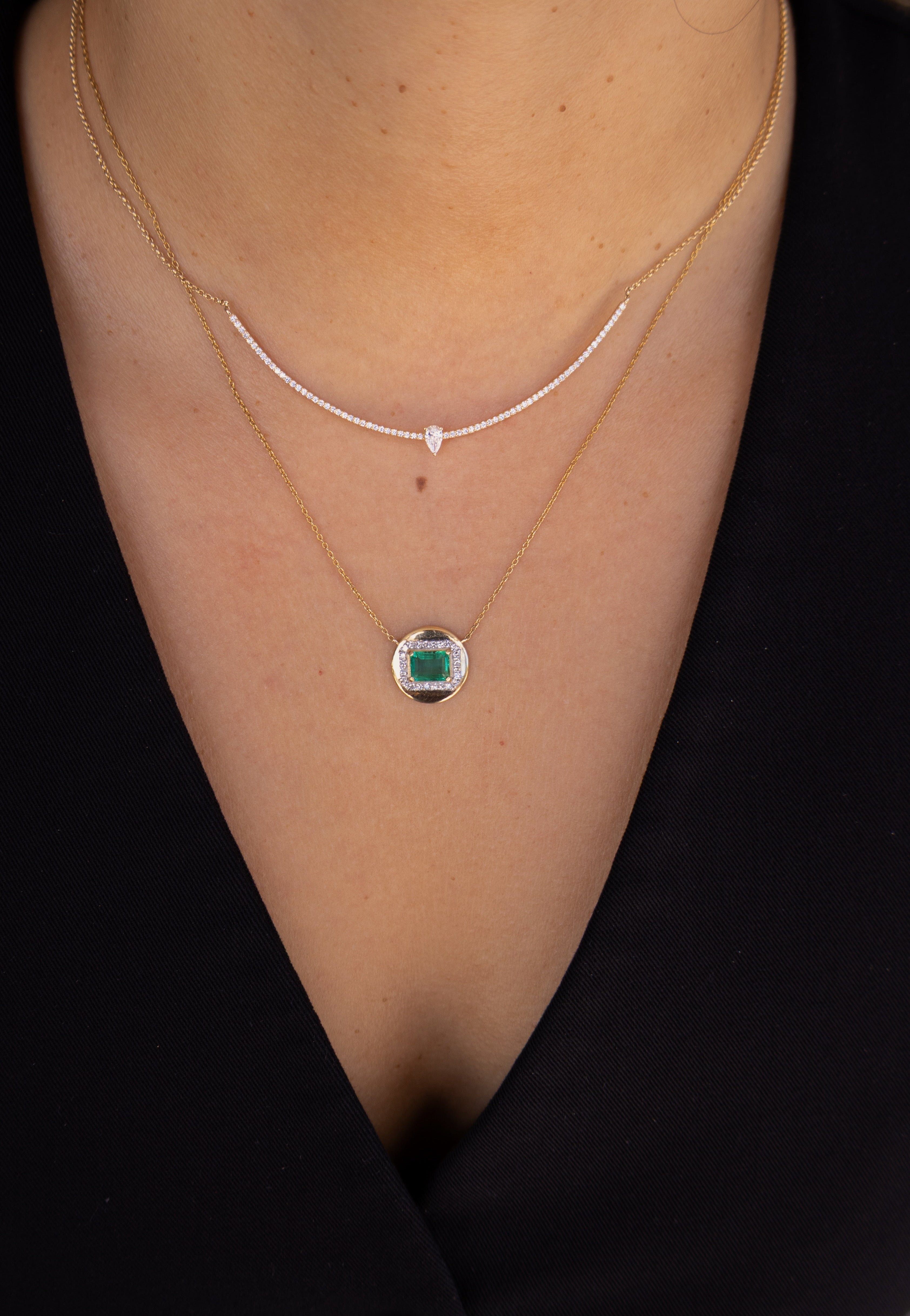 Gold Diamond Pear Curve Necklace