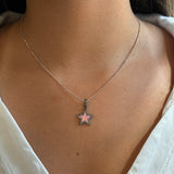 Sterling Silver Pink Enamel Star Charm Pendant