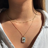 Gold Dainty Green Enamel Chain Necklace