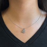 Sterling Silver Pave Diamond I Love You Charm Pendant