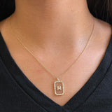 Gold Diamond Initial Glass Pendant Necklace