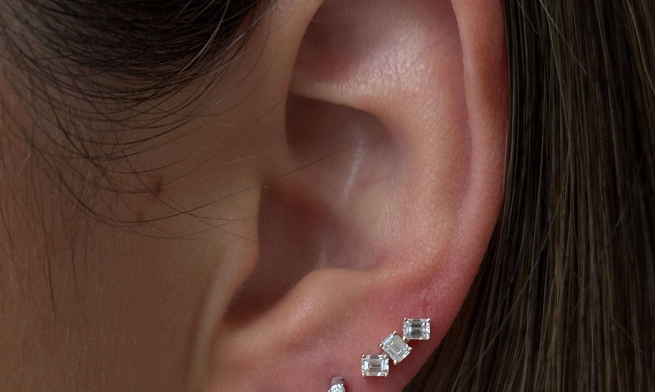 Gold Diamond Prong Heart Earring by Monisha Melwani