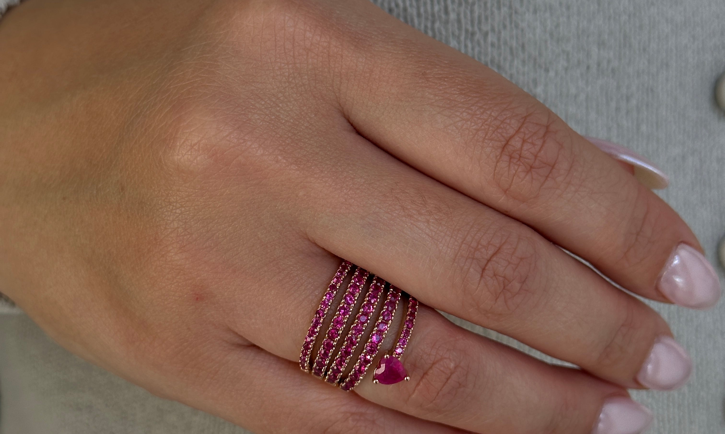 Gold Multi Wrap Heart Ruby Ring Fine Jewelry