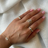 Gold Pave Diamond Bar Pinky Ring