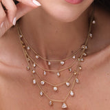 Gold Lab Grown Diamond Multi Heart Drop Necklace