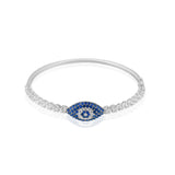 Gold Diamond Blue Sapphire Evil Eye Bangle