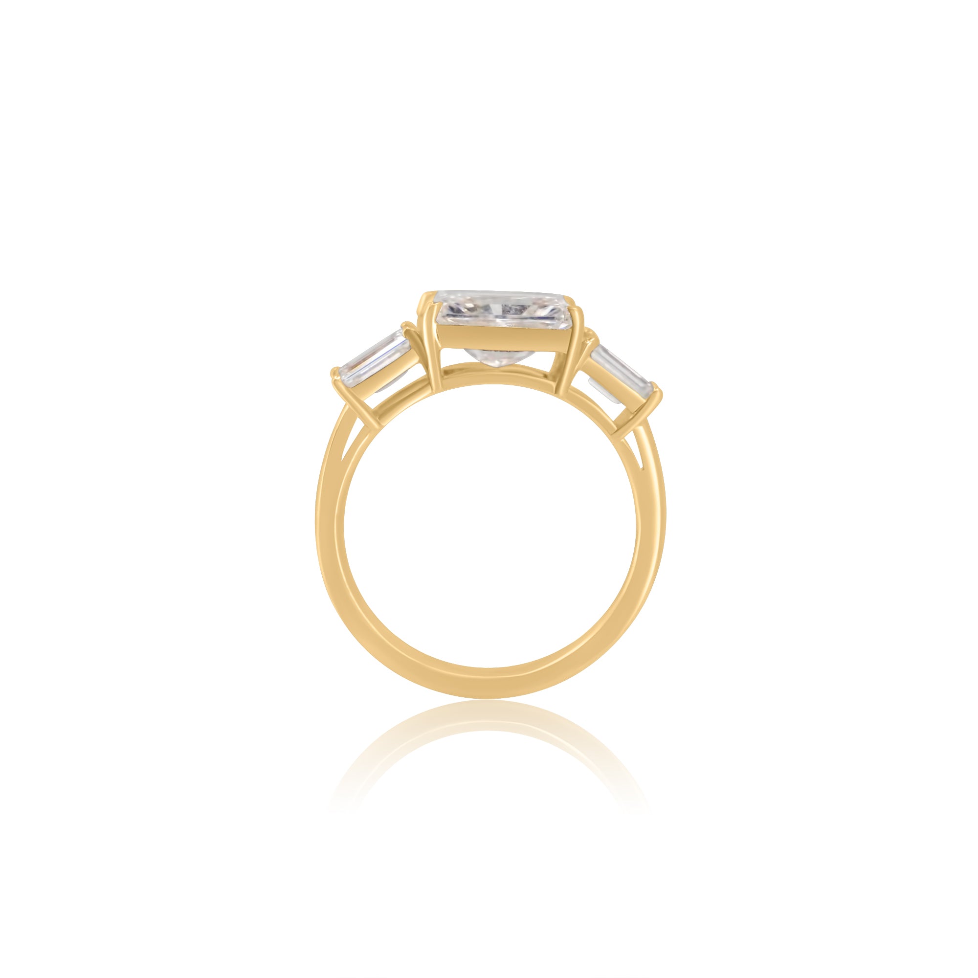 Gold Lab Grown East To West Emerald Cut Ring by Monisha Melwani