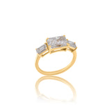 Gold Lab Grown East To West Emerald Cut Ring by Monisha Melwani