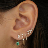 Gold Diamond and Emerald Ear Jacket