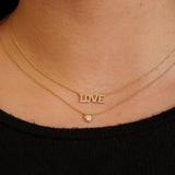 Gold Diamond Word Block Love Necklace