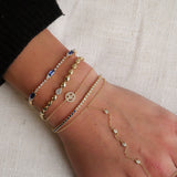 Gold Diamond Rectangle Sapphire Tennis Bracelet
