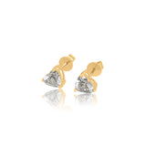 Gold Lab Grown Diamond Three Prong Heart Stud Earrings