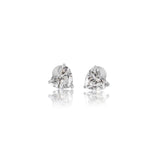 Gold Lab Grown Diamond Three Prong Heart Stud Earrings