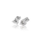 Gold Lab Grown Diamond Three Prong Heart Stud Earrings