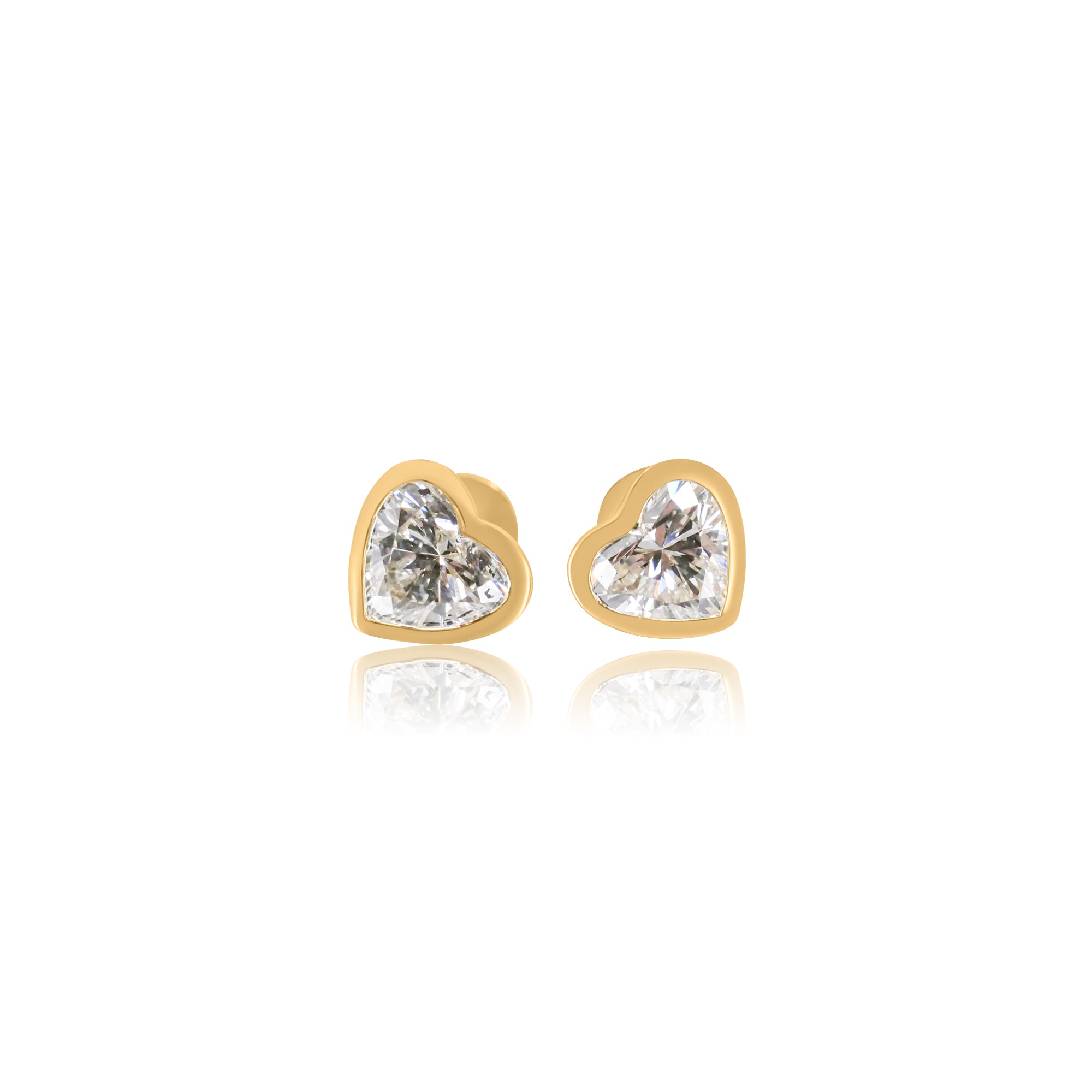 Gold Lab Grown Diamond Bezel Stud Earrings