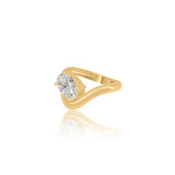 Gold Lab Grown Oval Curve Ring