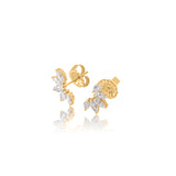 Gold Marquise Diamond Curve Climber Earring