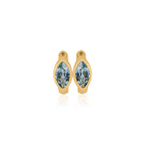 Gold Bezel Blue Topaz Marquise Hoop Earrings