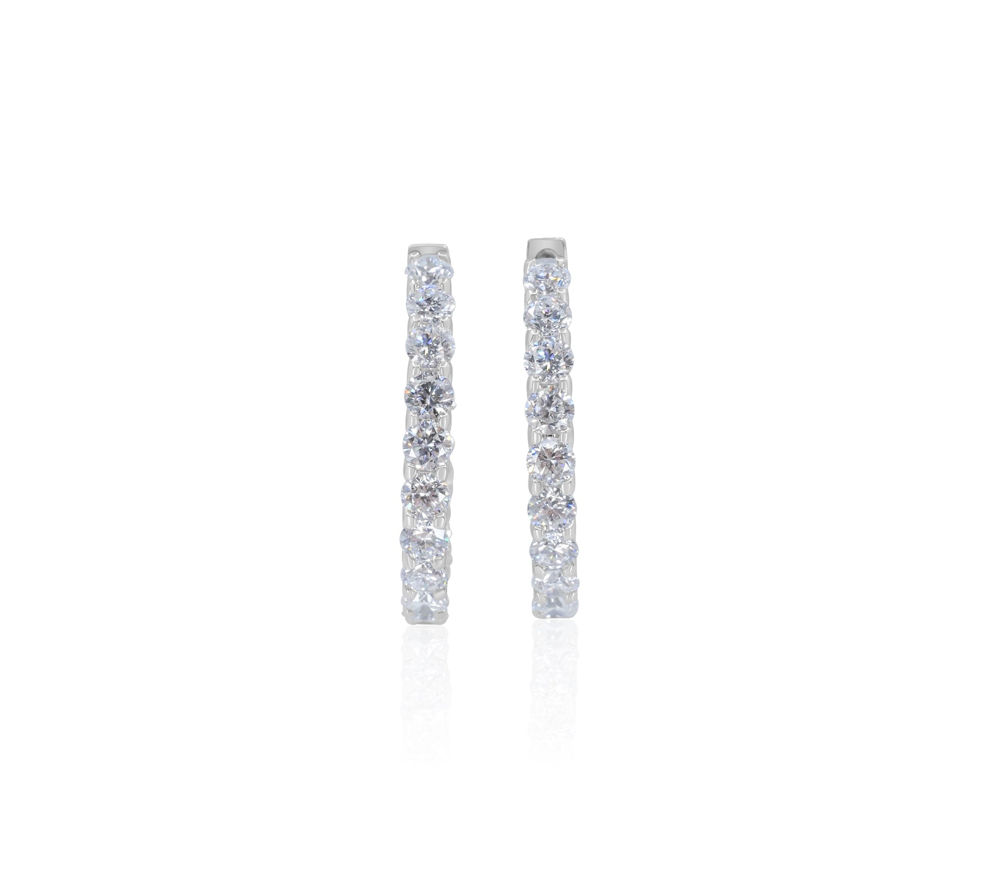 Gold Lab Grown Medium Round Hoop Earrings